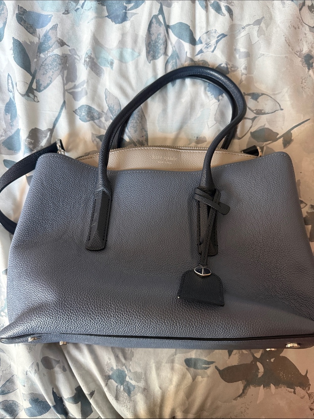 kate spade Gray and Black Pebbled Leather Satchel